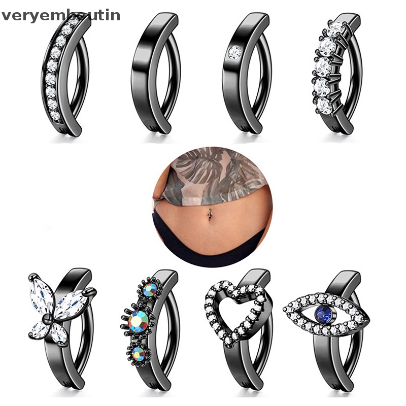 Khuyên Rốn Dạng Thanh Tạ Cong Bằng Thép Không Gỉ Đính Đá Zircon Phổ Biến Cho Nữ n