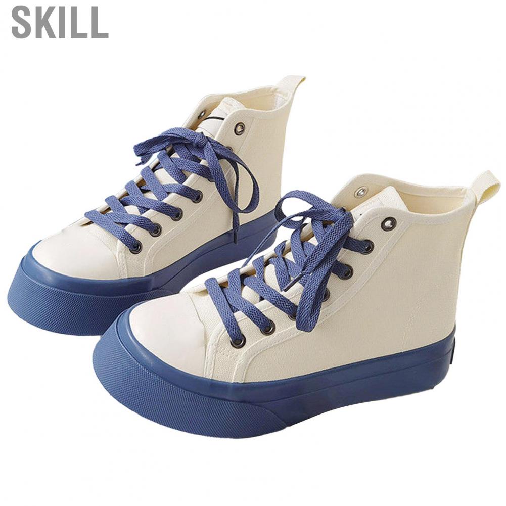 Skill Canvas Shoe  Platform White Blue Round Toe for Date