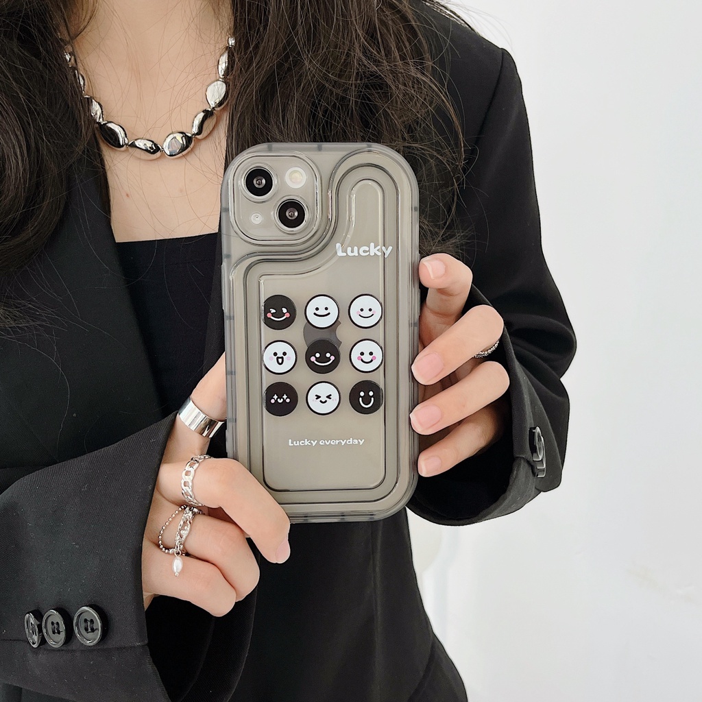 Ốp Điện Thoại TPU Dẻo Trong Suốt Họa Tiết Trái Tim &amp; Mặt Cười Dễ Thương Cho iPhone 14 Plus 13 12 11 Pro Max