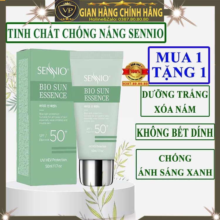 Kem chống nắng kiềm dầu nâng tông da cho da dầu mụn da khô da thường chống ánh sáng xanh chính hãng Sennio hàn quốc kcn