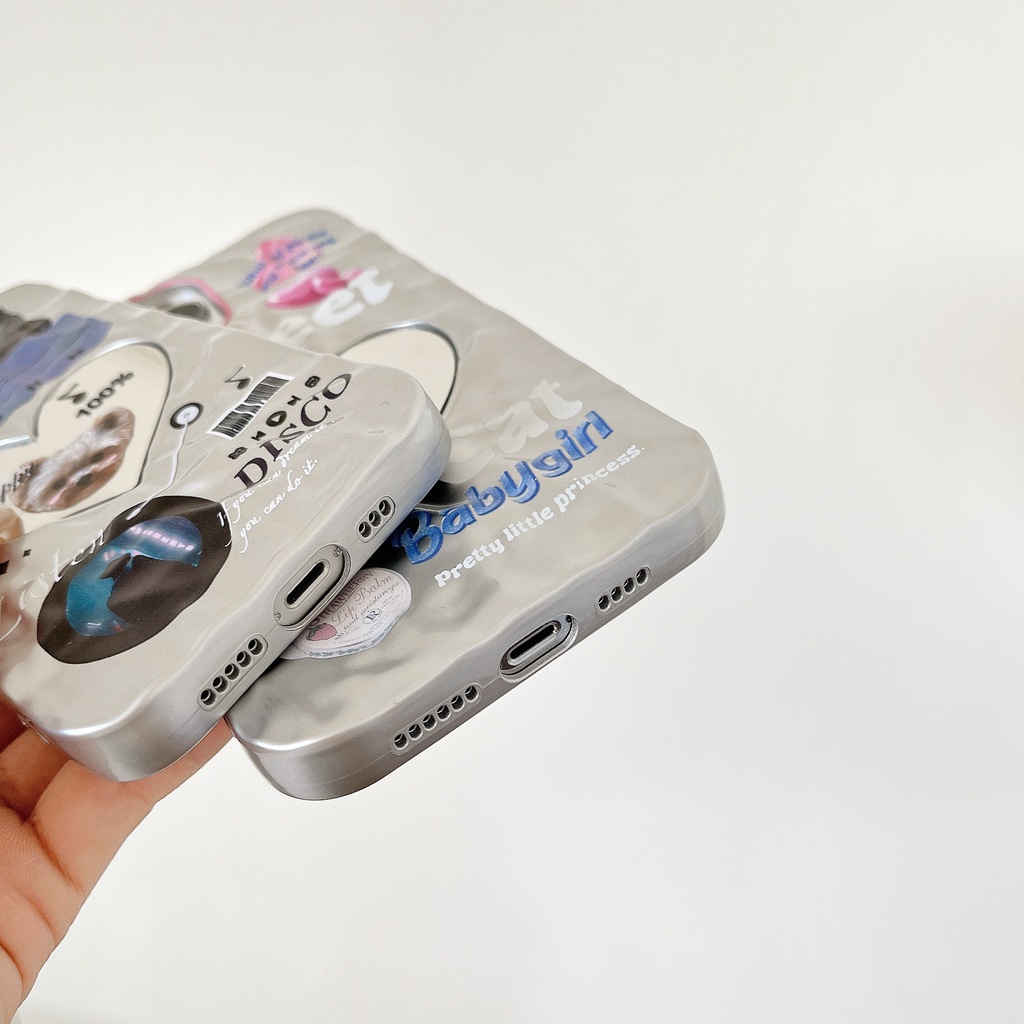 Ốp Điện Thoại Mặt Nhám Chống Sốc Kèm Gương Hình Trái Tim / Bướm / Chó Mèo Cho Apple IPhone 14 13 12 11 Pro Max