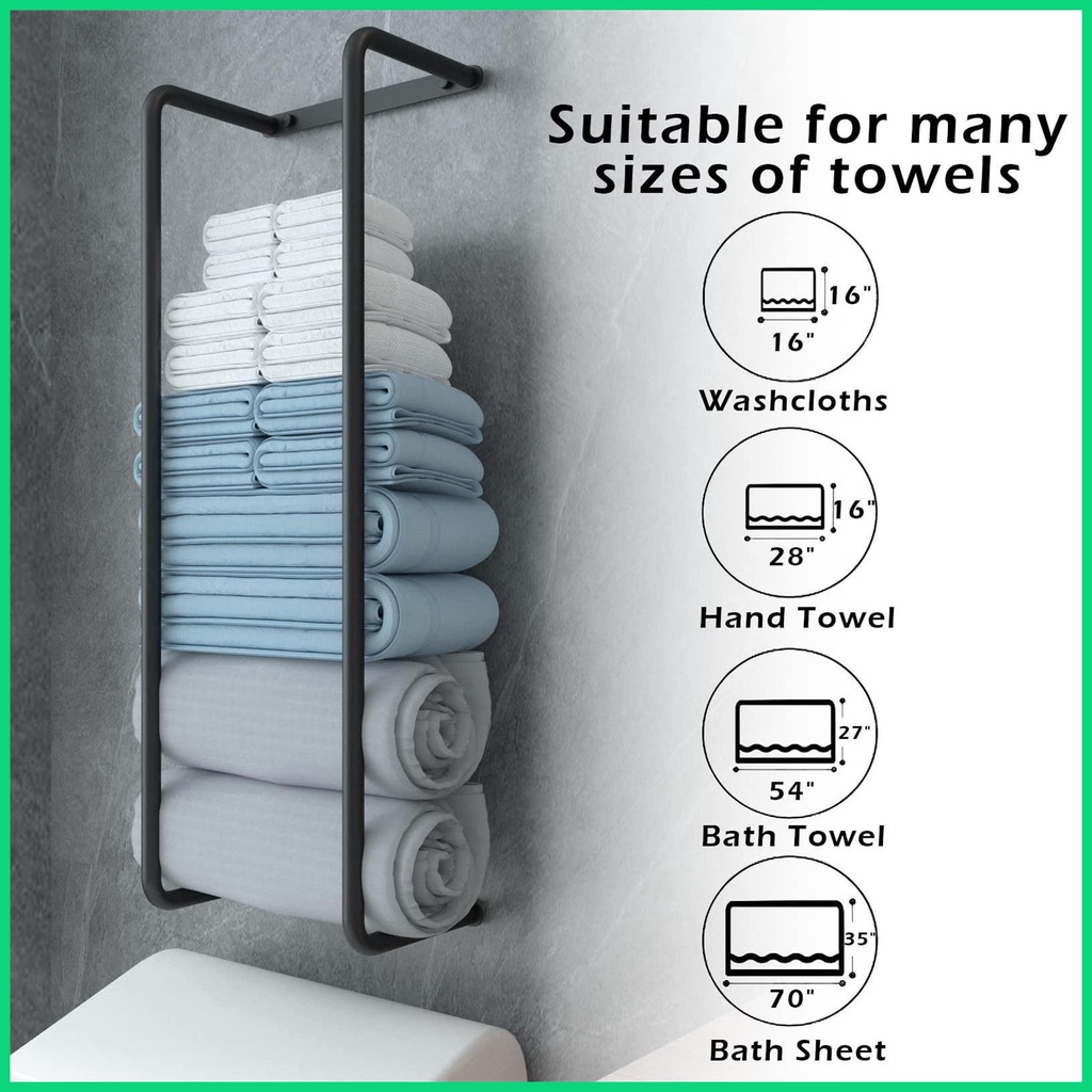 Giá Treo Khăn Tắm Gắn Tường Bằng Thép Không Gỉ Màu Đen