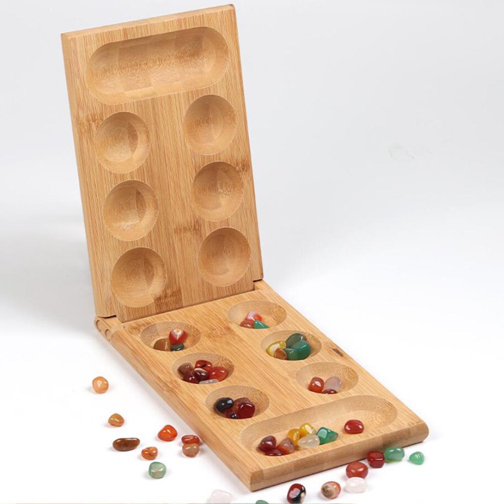 Bộ Trò Chơi Mancala Bằng Gỗ Nhiều Màu Sắc Có Thể Gấp Gọn Siêu Bền Cho Người Lớn Và Trẻ