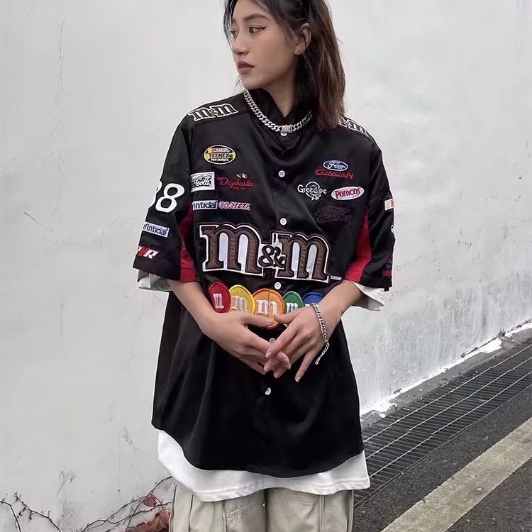 Áo Thun polo Tay Ngắn Thêu Họa Tiết Phong Cách Hip Hop Thời Trang Mùa Hè Cho Nữ