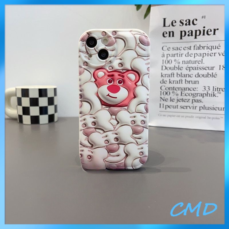 Ốp lưng iphone Điện Thoại Màn hình đầy gấu dâu tây đệm khí 3D thị giác điện thoại di động vỏ mềm silica gel Cho Iphone 6 / 6S / 6splus / se / 7 / 7plus / 8 / 8plus / X / xs / xsmax / 11 / 12 / 13 / 14 / Plus / Pro / Pro Max-5077
