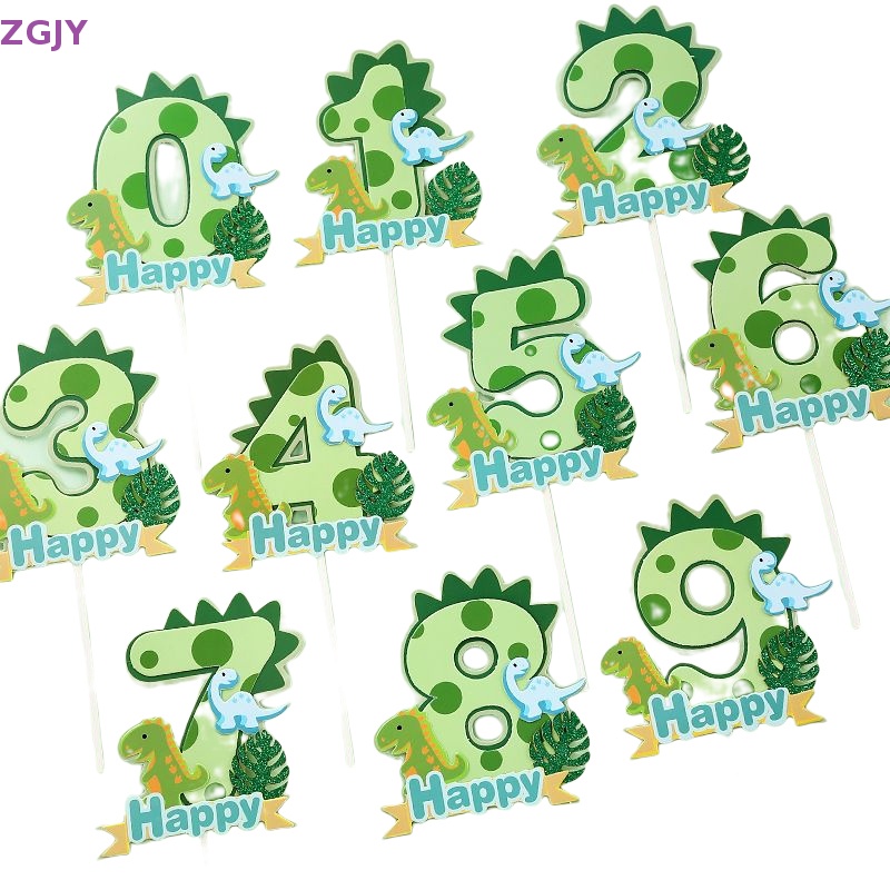 1 Que Cắm Trang Trí Bánh Kem Hình Khủng Long / Lá Cọ Mới
