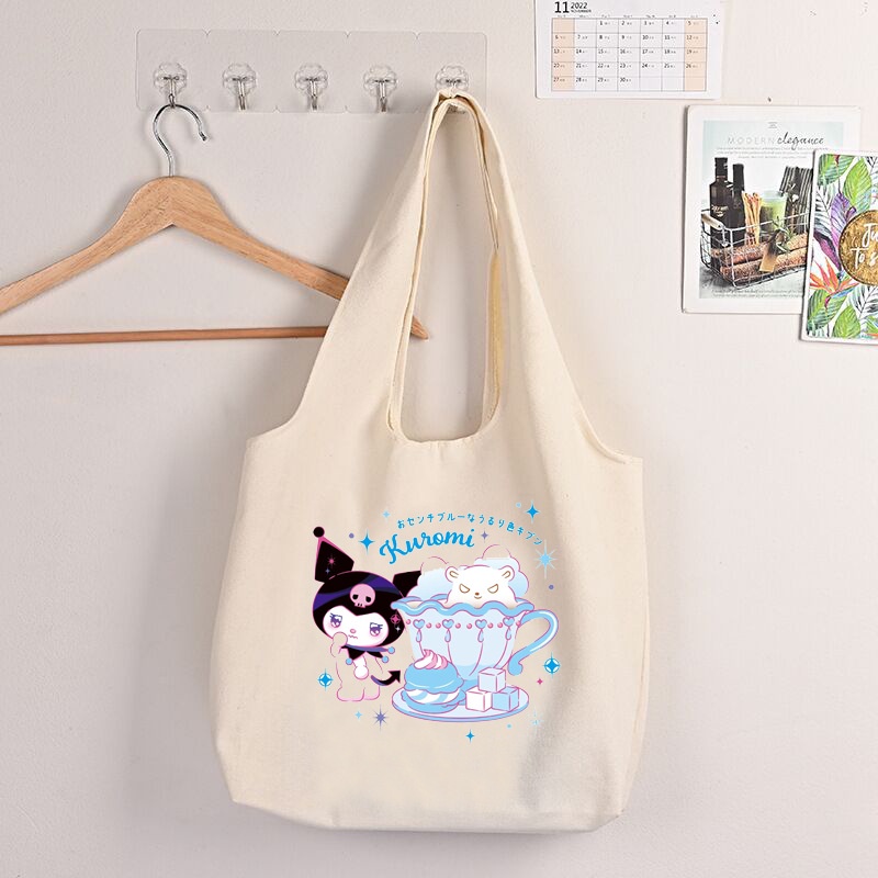 Túi Xách Đeo Vai Cỡ Lớn In Họa Tiết Hoạt Hình Sanrio Kuromi HelloKitty Pochacco Dễ Thương Thời Trang Cho Nữ