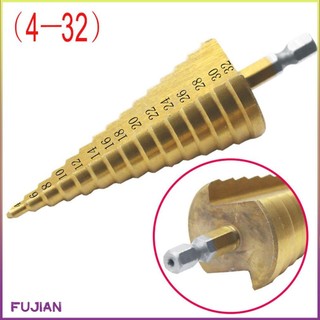 Hss Titanium Coated Step Drill Bit Set Hex Shank Cone Drilling For Metal Wood Hole Cutting Tools