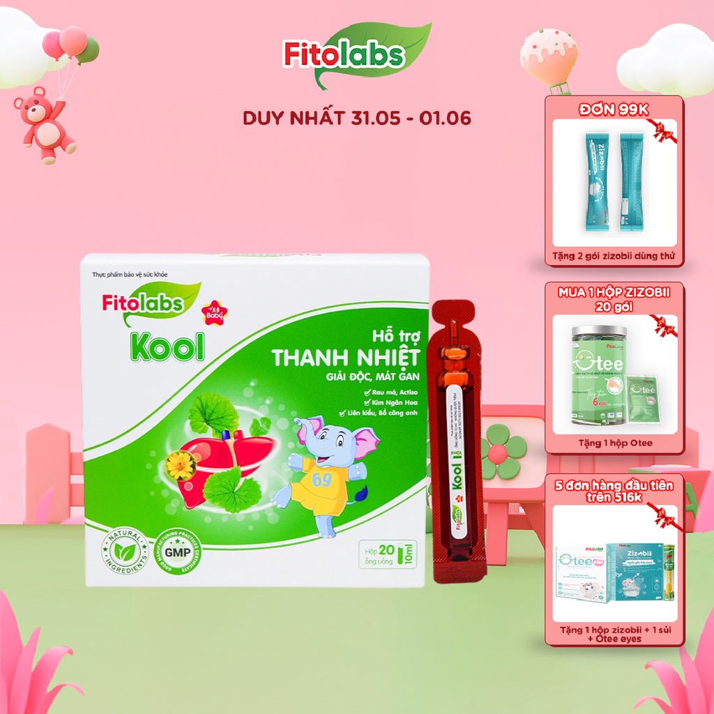 Mát Gan Fitolabs Kool Dạng Ống Uống Giúp Thanh Nhiệt, Giải Độc, Tăng Cường Chức Năng Gan Cho Bé Hộp 20 Ống FITO13