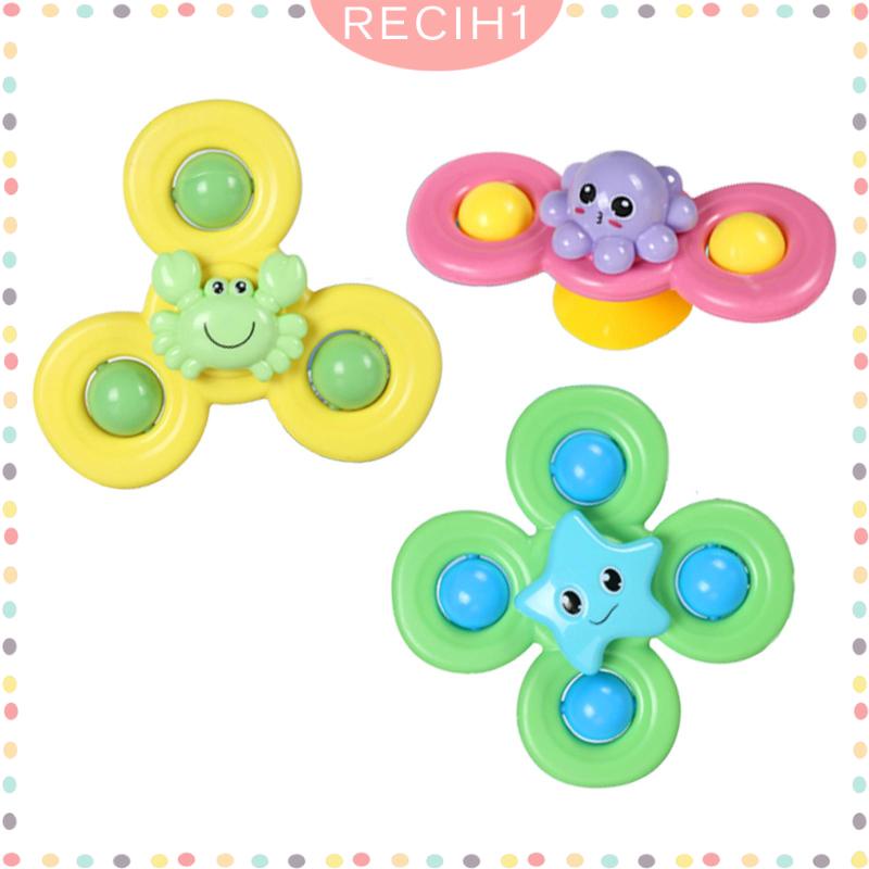 [Recih] Bộ 3 Đồ Chơi Xoay Có Cốc Hút Cho Kỹ Năng Động Cơ Tốt