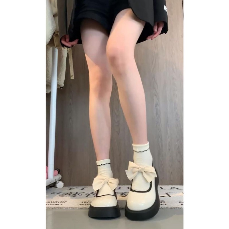 Giày Búp Bê Da Mũi Tròn Đế Dày Tăng Chiều Cao Kiểu Lolita Nhật Bản Dễ Thương Cho Nữ