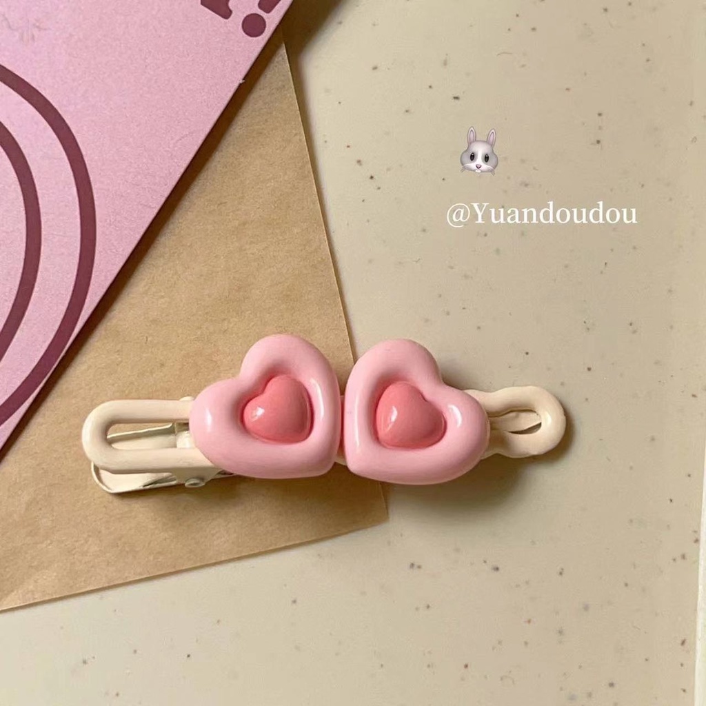 Kẹp Tóc Mái Trái Tim Màu Kem Dễ Thương Phù Hợp Cho Nữ