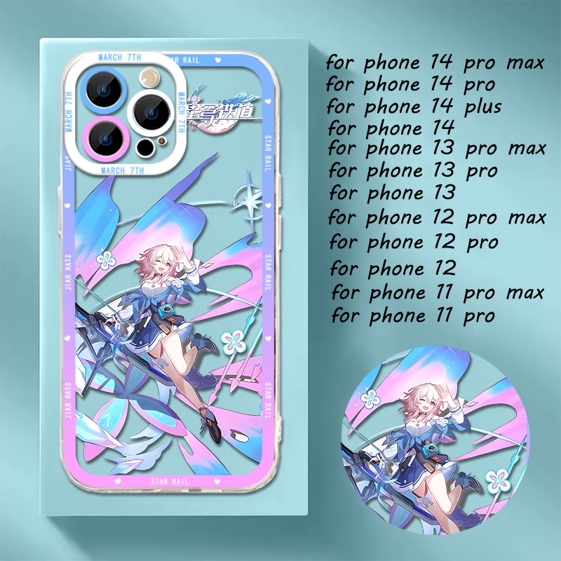 Ốp Điện Thoại Silicon TPU Mềm Trong Suốt Chống Sốc Hình Đường Ray Himeko March 7th iPhone 14 11 13 12 Pro Max XS XR X 8 7 6S Plus