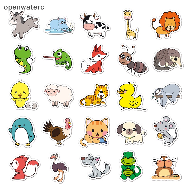 Bộ 50 Sticker Dán Trang Trí Hình Động Vật Biển