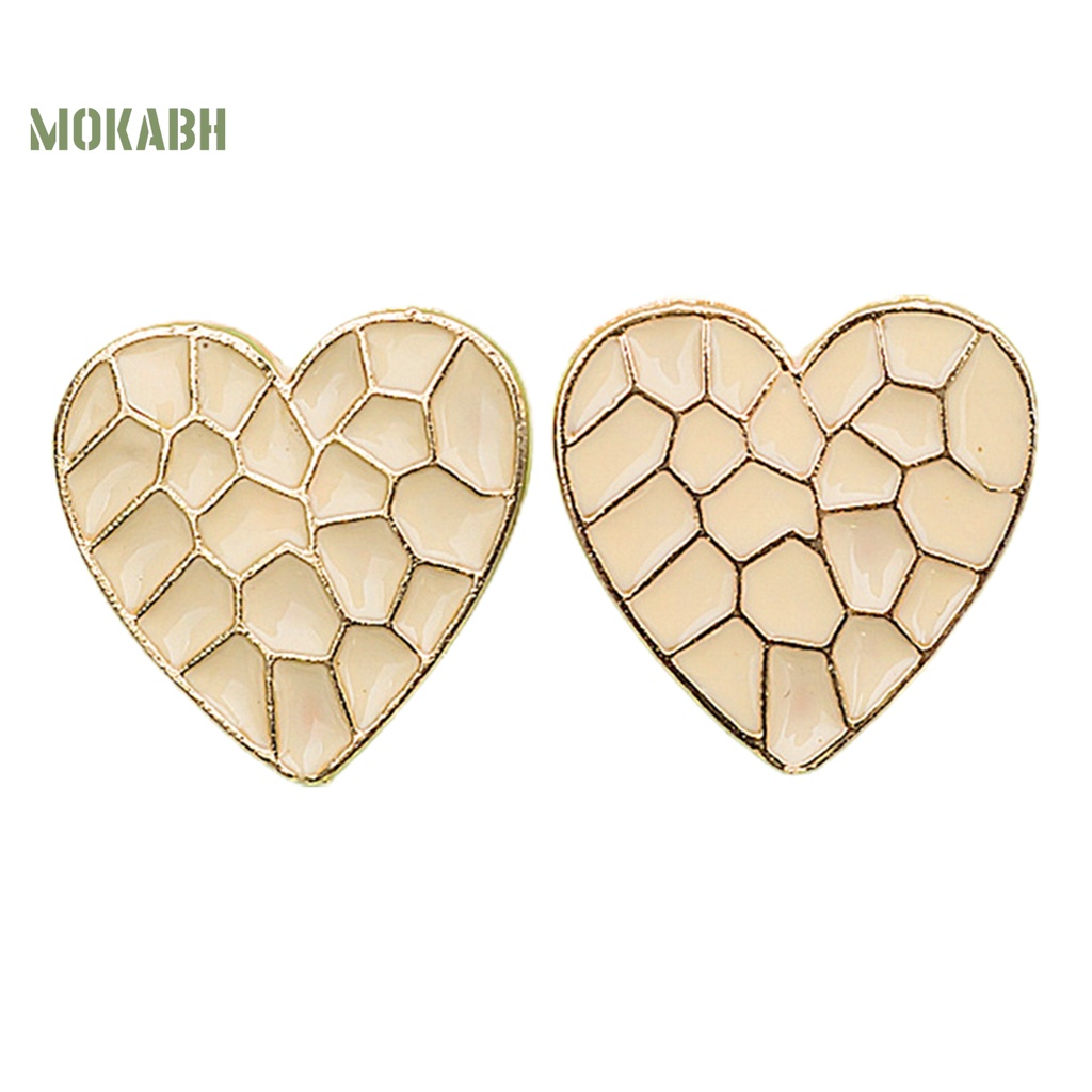 1 Đôi Bông Tai Hình Trái Tim Tráng Men Dành Cho Nữ