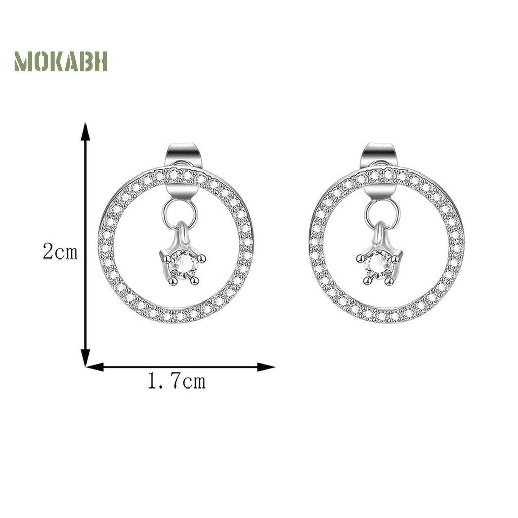 1 Đôi Bông Tai Hình Tròn Đính Đá Lấp Lánh Thời Trang Dành Cho Nữ