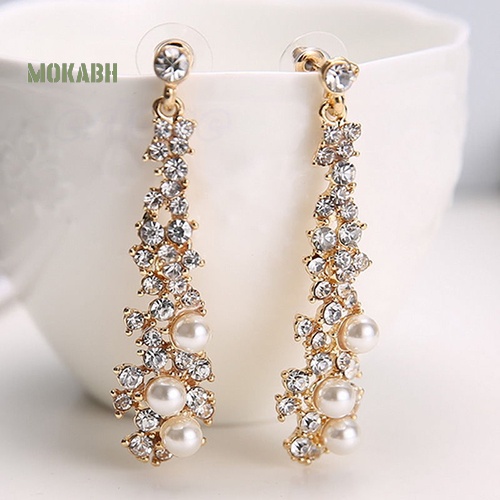 Bông Tai Đính Đá Ngọc Trai Giả Thời Trang Thanh Lịch Dành Cho Nữ