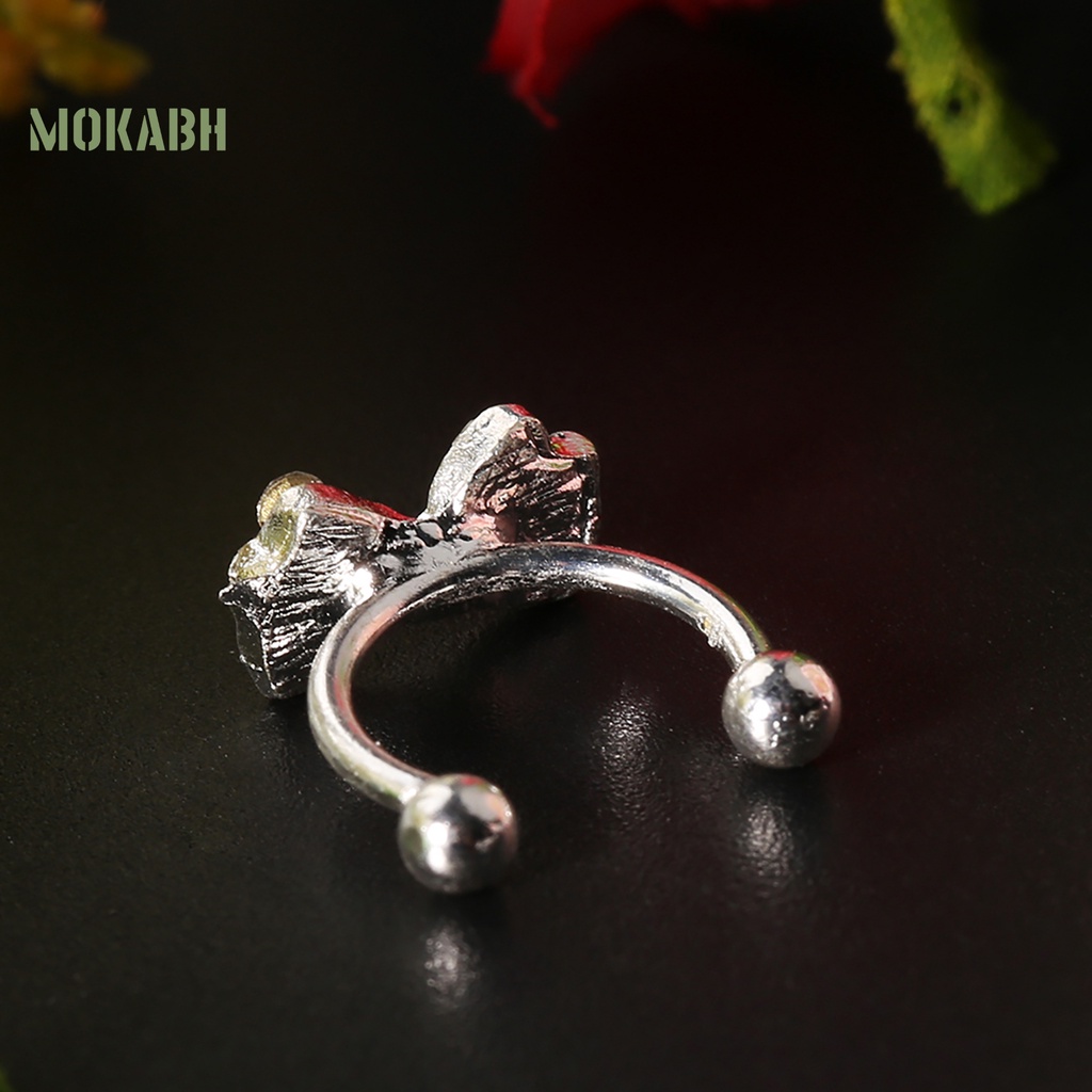 1 Chiếc Bông Tai Kẹp Hình Nơ Đính Đá Pha Lê Bằng Hợp Kim Cho Nữ