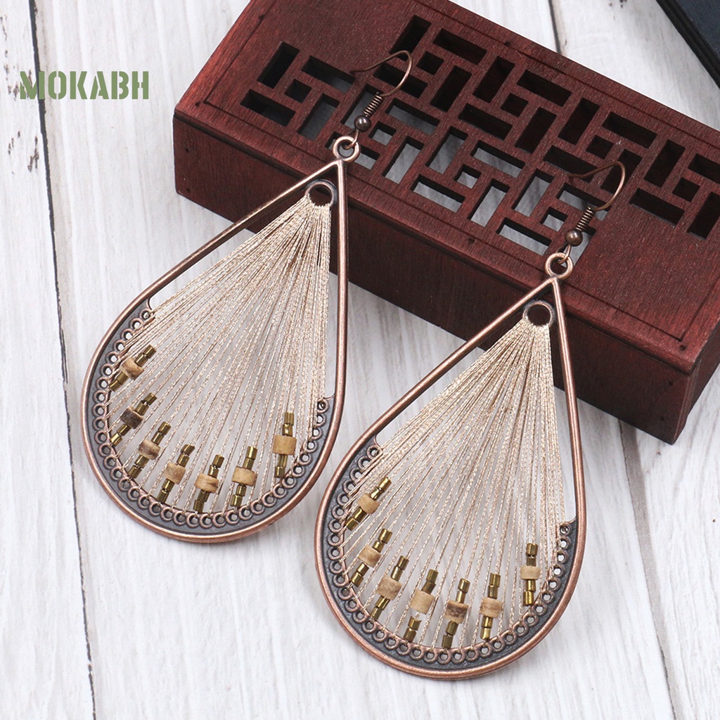 1 Đôi Bông Tai Hình Giọt Nước Đính Hạt Phong Cách Bohemian Thời Trang Cho Nữ