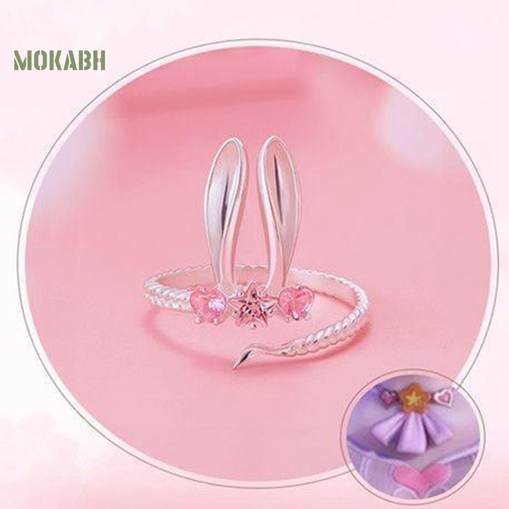 Nhẫn Hình Thỏ Hồng Đính Đá Dễ Thương Cho Nữ