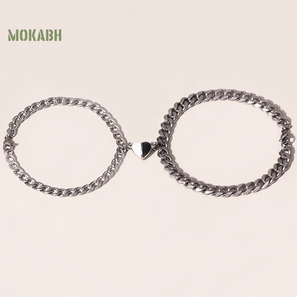 1 Cặp Vòng Tay Mạ Điện Mặt Trái Tim / Thánh Giá Chống Rỉ Sét Thời Trang Unisex