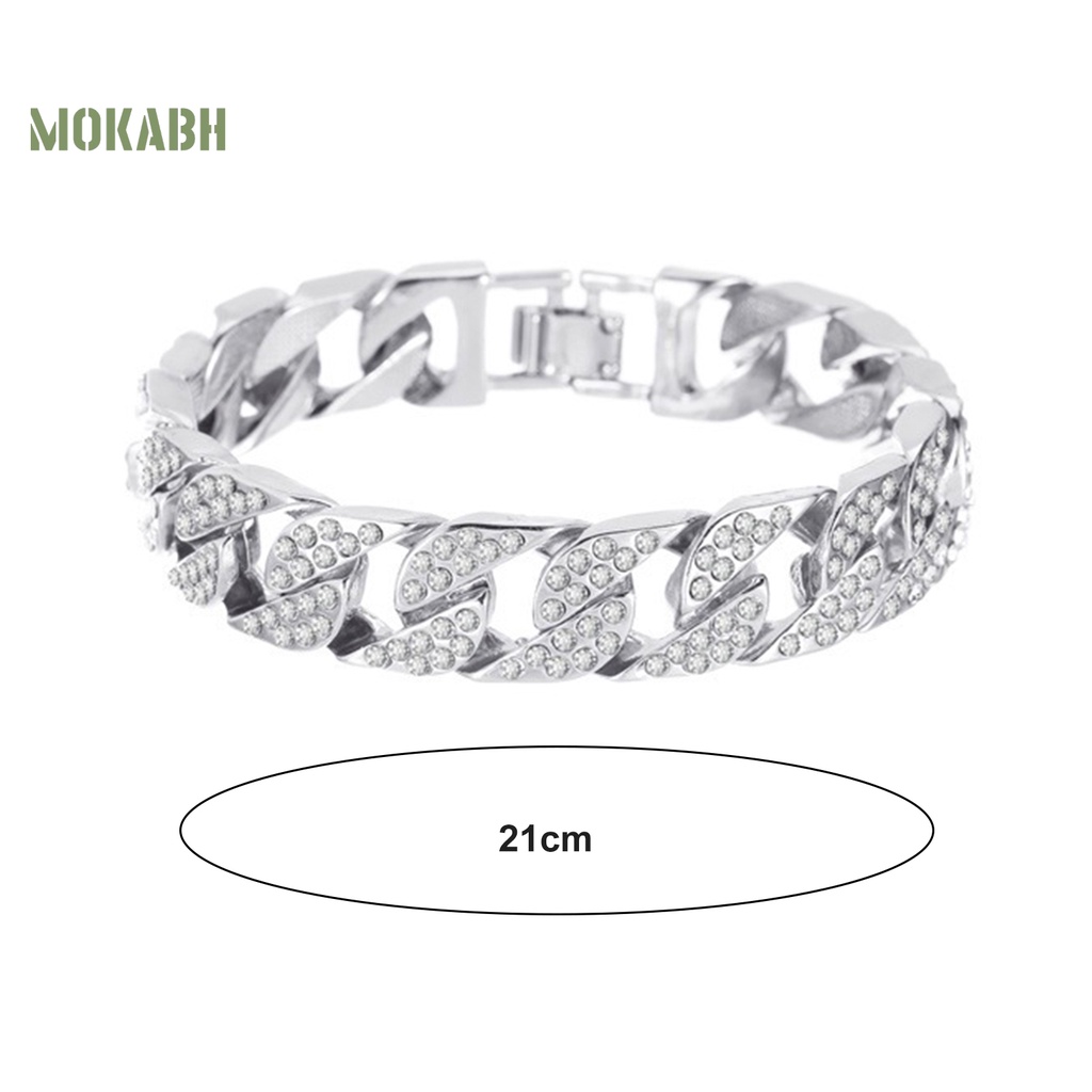 [Mới] Vòng Đeo Tay Hình Học Đính Đá Mạ Điện Không Dễ Gỉ Dày Trang Trí Đường Phố Cá Tính Dành Cho Nữ