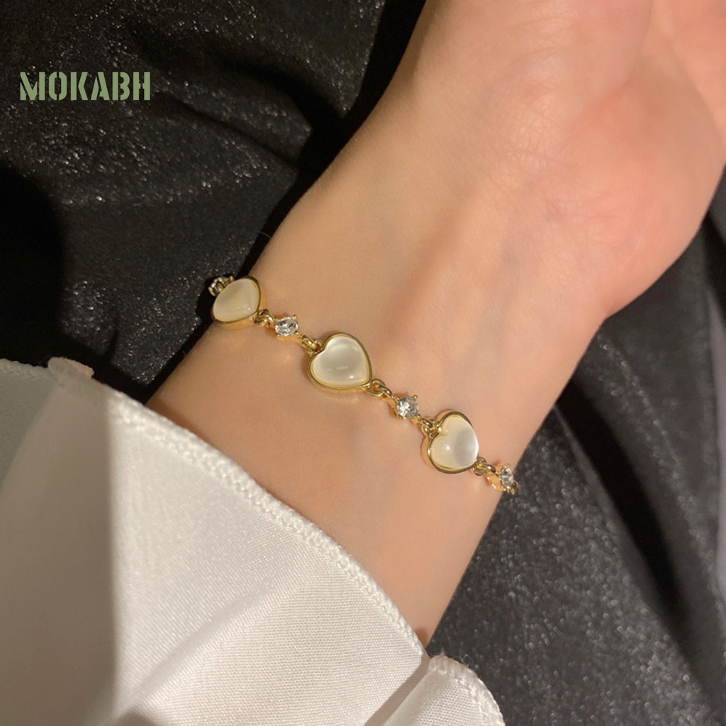 Vòng Đeo Tay Đính Đá Mắt Mèo Lấp Lánh Thời Trang Cho Nữ