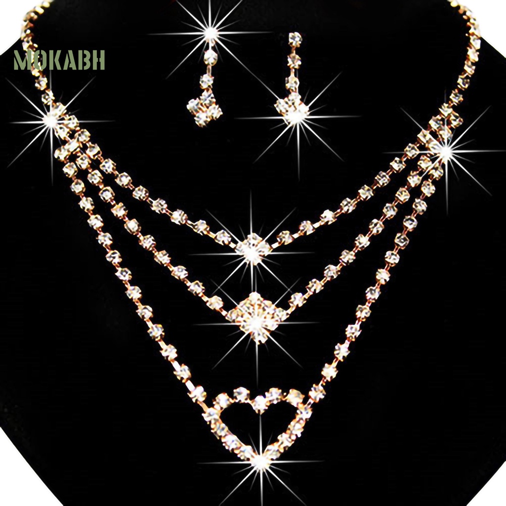 Bộ Trang Sức Gồm Vòng cổ / Bông Tai Hình Vuông / Trái Tim Tinh Tế Thời Trang Cho Nữ