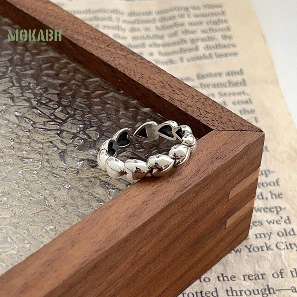 Nhẫn Hình Trái Tim Nhỏ Màu Bạc Không Gây Dị Ứng Phong Cách Cổ Điển Thời Trang Cho Nữ