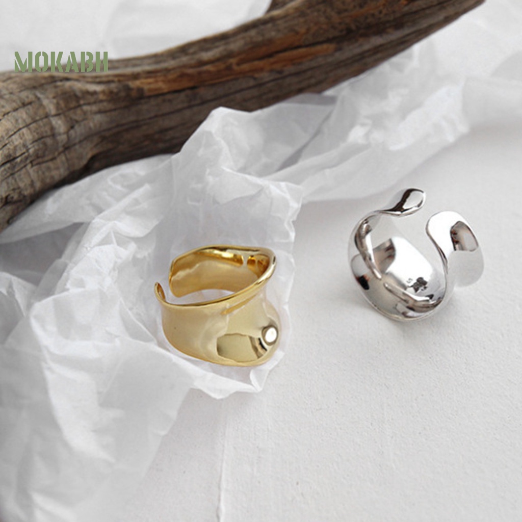 Nhẫn Hở Mặt Lõm Lấp Lánh Phong Cách Punk Hip Hop Thời Trang Cho Nữ