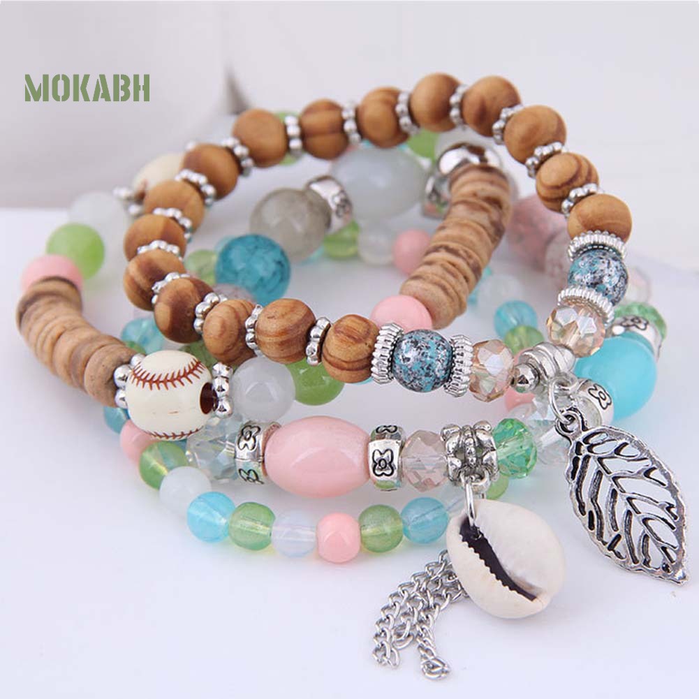 Set 4 Vòng Tay Chuỗi Hạt Phong Cách Bohemian Thời Trang Cho Nữ