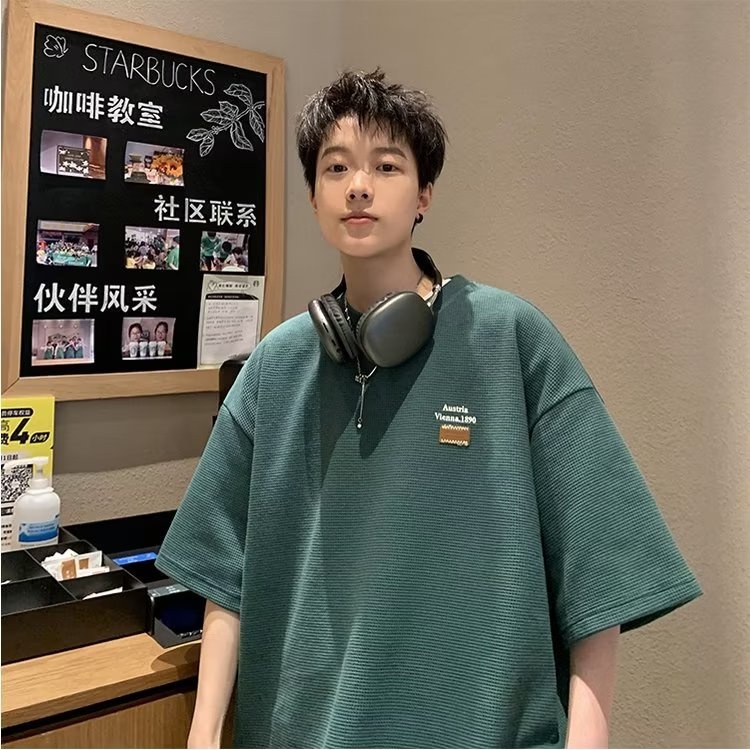 Áo Thun Nam Tay Ngắn Có Thêu Chữ Thời Trang Phong Cách