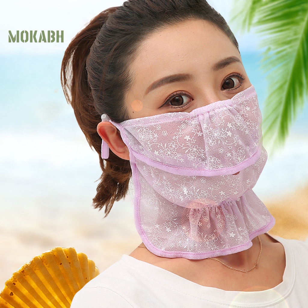 Khẩu Trang Chống Nắng Chống Bụi Thêu Hoa Mỏng Bảo Vệ Mặt Và Cổ
