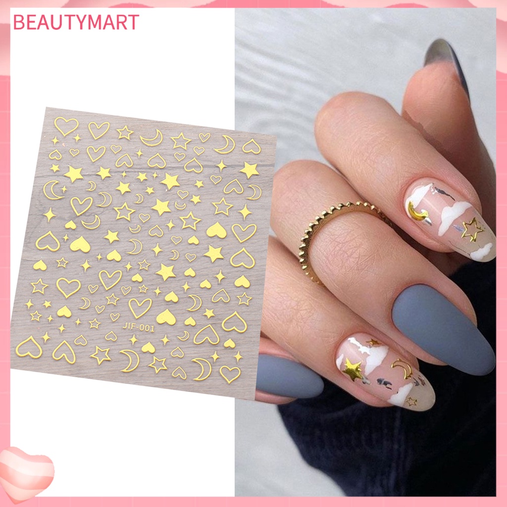 Miếng Dán Trang Trí Móng Tay Hình Trăng Sao Trái Tim Tinh Tế
