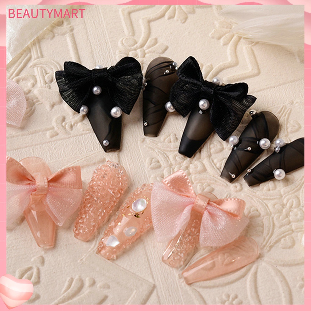 [beautymart] Set 2 Phụ Kiện Trang Trí Móng Tay Nghệ Thuật Tạo Hiệu Ứng Visual Effect Siêu Mềm Hình Nơ 3D Bằng Nhung Dành Cho Salon