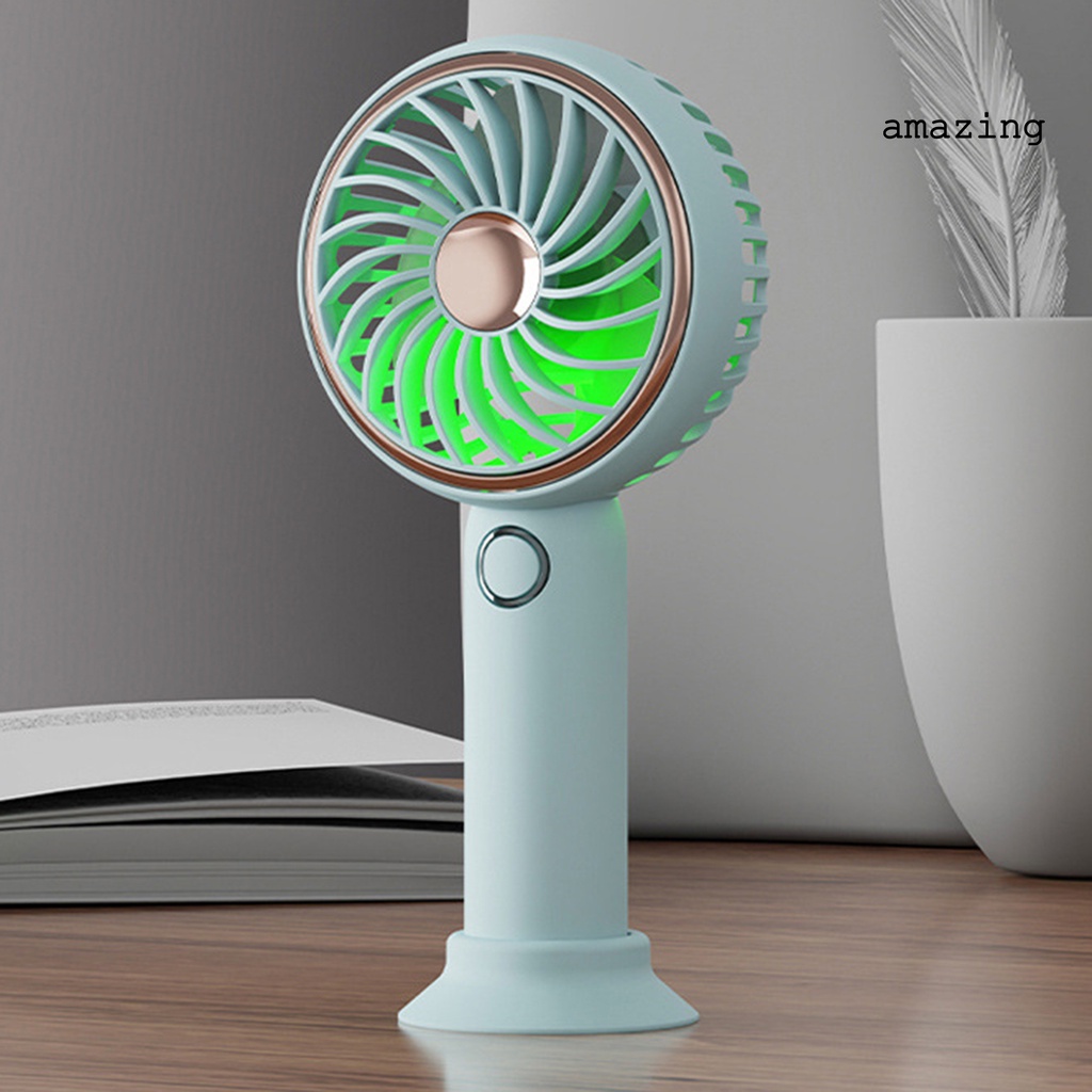 Quạt Mini Cầm Tay 3 Tốc Độ Tùy Chỉnh Kèm Đèn LED Nhiều Màu Tùy Chỉnh Không Ồn Tiện Dụng Mang Theo Du Lịch / Dã Ngoại