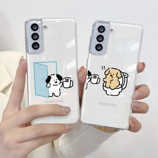 Ốp Lưng Cặp Đôi Chú Chó Dễ Thương Cho Samsung S23 FE S8 S10 S9 S20 S21 Plus S21 FE S22 Ultra Note 9 10 Plus 20 Ultra 5G Mềm Trong Suốt