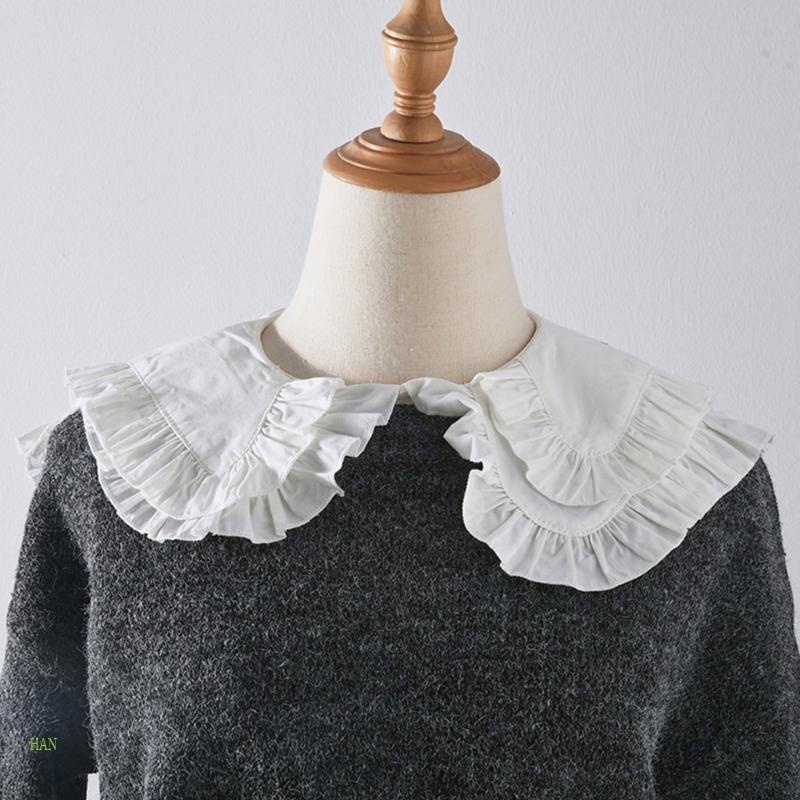 Áo Sơ Mi Lửng Cổ Bẻ Giả Hai Lớp Viền Dickey Trang Trí Có Thể Tháo Rời Cho Nữ Favo