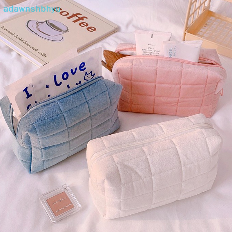1 Túi Đựng Mỹ Phẩm adawnshbhyu Cỡ Lớn Bằng Lông Màu Trơn Có Khóa Kéo Tiện Dụng Mang Theo Du Lịch Cho Nữ