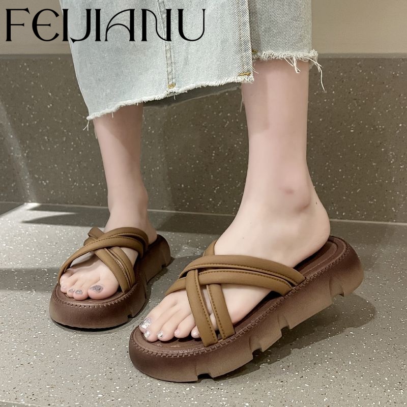 FEIJIANU dép sandal nữ giày dép đế cao 060309