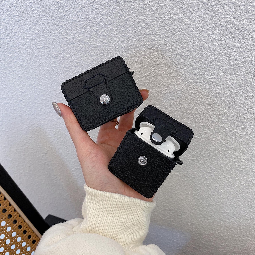 Vỏ Bảo Vệ Hộp Sạc Tai Nghe AirPods 1 2 3 Pro2 2022 Bằng TPU Mềm Kết Cấu Da Màu Trơn Thời Trang Chống Sốc