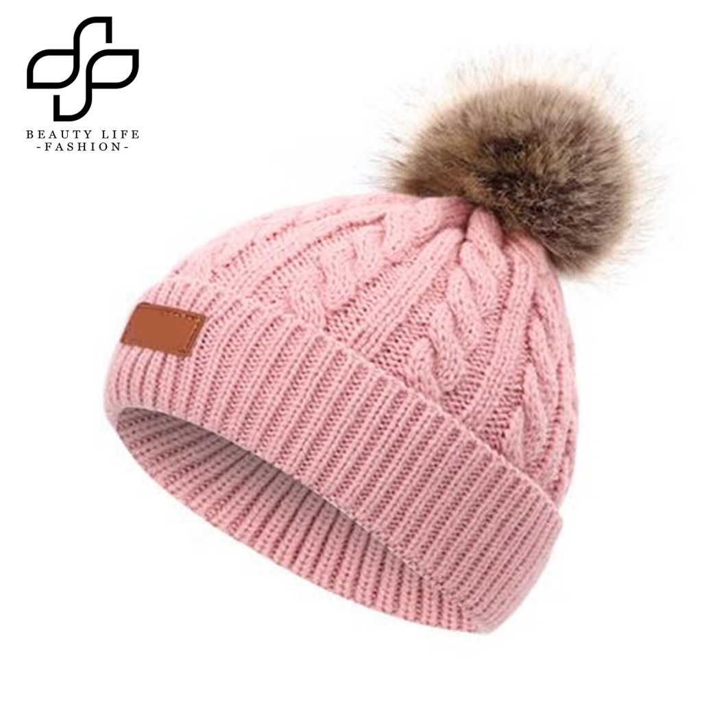 Mũ Beanie Dệt Kim Dày Dặn Giữ Ấm Mùa Đông Thời Trang Cho Bé Trai Và Gái