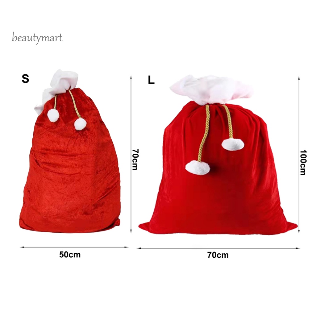 Túi Đựng Kẹo Giáng Sinh Bằng Nhung Màu Sắc Tươi Sáng Sức Chứa Lớn Có Dây Cột