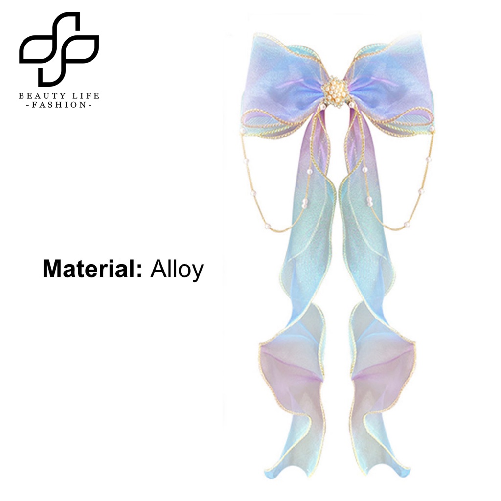 Kẹp Tóc Hình Nơ Đính Ngọc Trai Giả Màu Gradient Cho Dịp Halloween