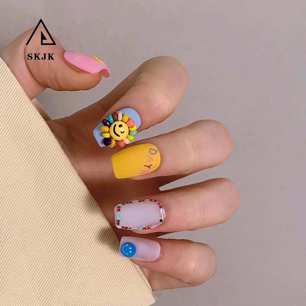 Phụ Kiện Trang Trí Móng Tay Họa Tiết Hoa Mặt Cười Hoạt Hình DIY