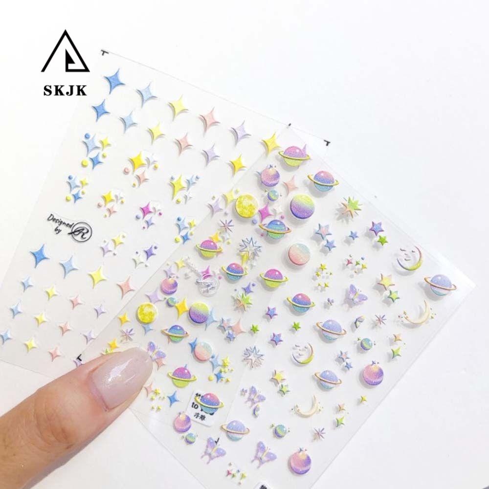 Miếng Dán Móng Tay 5D Hình Trái Đất Gấu Thỏ Đáng Yêu