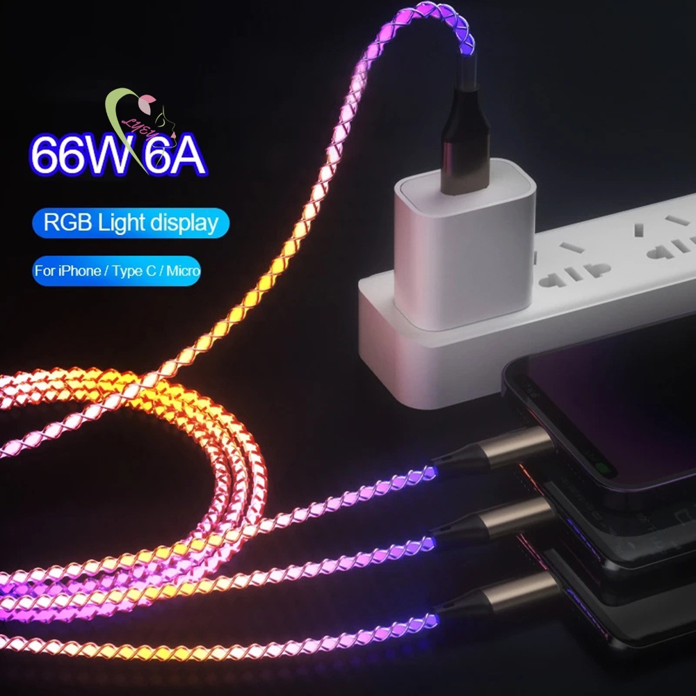 Cáp Sạc Nhanh Có Đèn Màu Gradient Cho Điện Thoại / Máy Tính Bảng