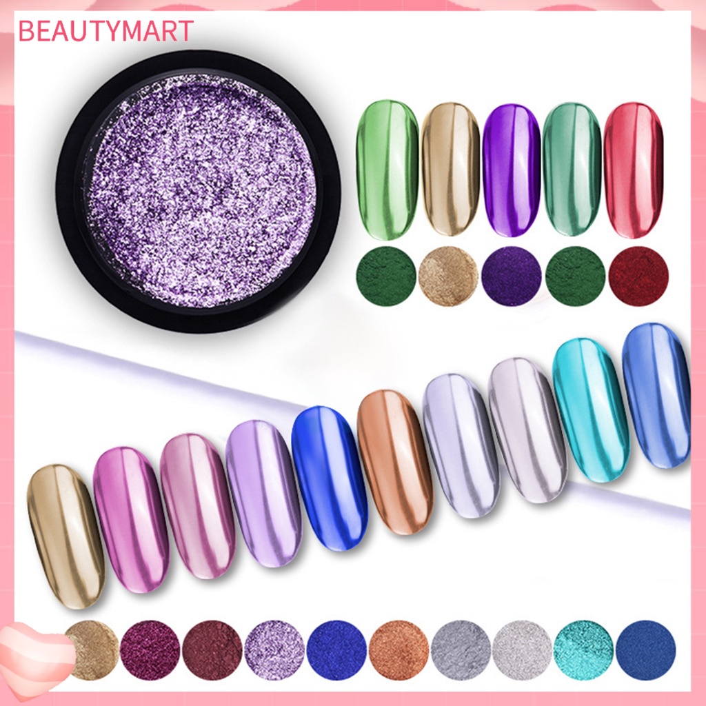 Hộp Bột Kim Tuyến Hiệu Ứng Chrome Tráng Gương Phủi Bụi Làm Móng Nghệ Thuật Thời Trang Cho Nữ [beautymart]