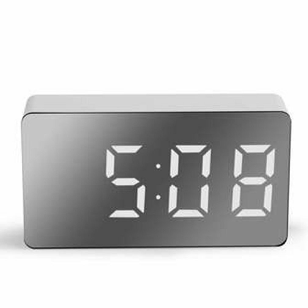=Christmas=Mini LED Mirror Clock Electronic Digital Travel Clock Practical Alarm Clock