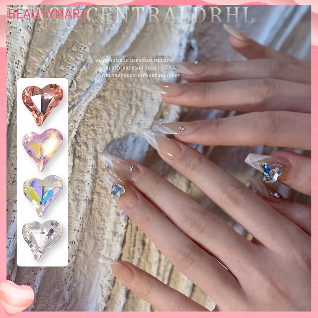 Set 20 Phụ Kiện Trang Trí Móng Tay Nghệ Thuật Hình Trái Tim 3D Không Phai Màu Sắc